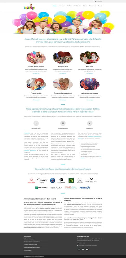 Accueil du site AmuseMoi, organisateur d'animations pour enfants screenshot amuse-moi