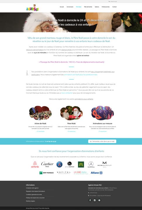 Page dédiée à l'animation Père Noël pour particulier et professionnel screenshot amuse-moi