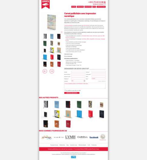 Fiche détaillée d'un carnet de note à personnaliser screenshot carnets-pub