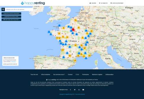 Recherche d'avis de locataires depuis la carte interactive screenshot happyrenting