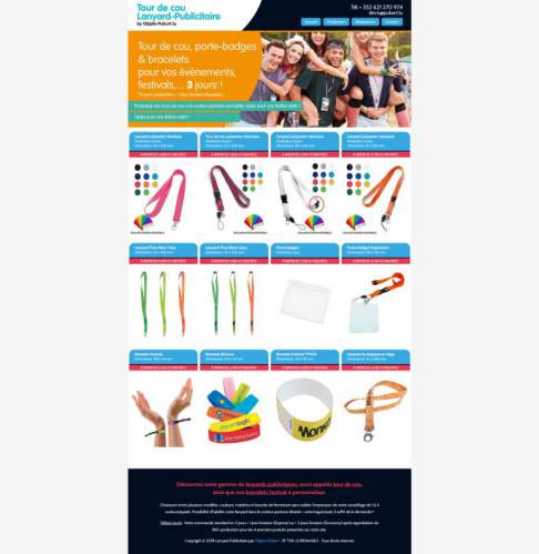 Accueil du site de lanyards publicitaires personnalisées screenshot lanyard-pub