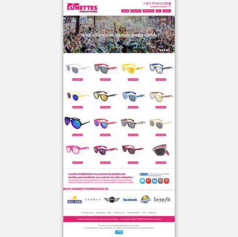 Accueil du site de lunettes publicitaires screenshot lunettes-pub