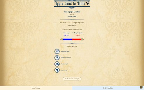 Profil de l'équipe participant au jeu screenshot lupin