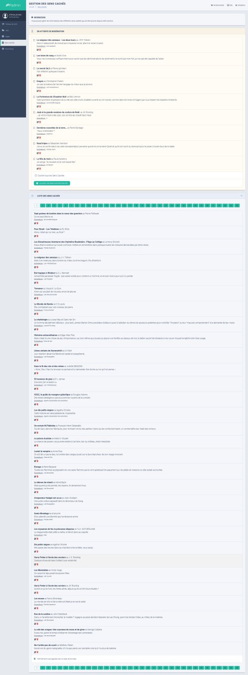 Espace d'administration - Modération des Sens Cachés screenshot olibrius