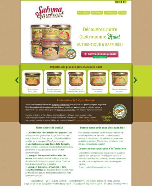 Accueil du site Sahyna Gourmet screenshot sahyna-gourmet