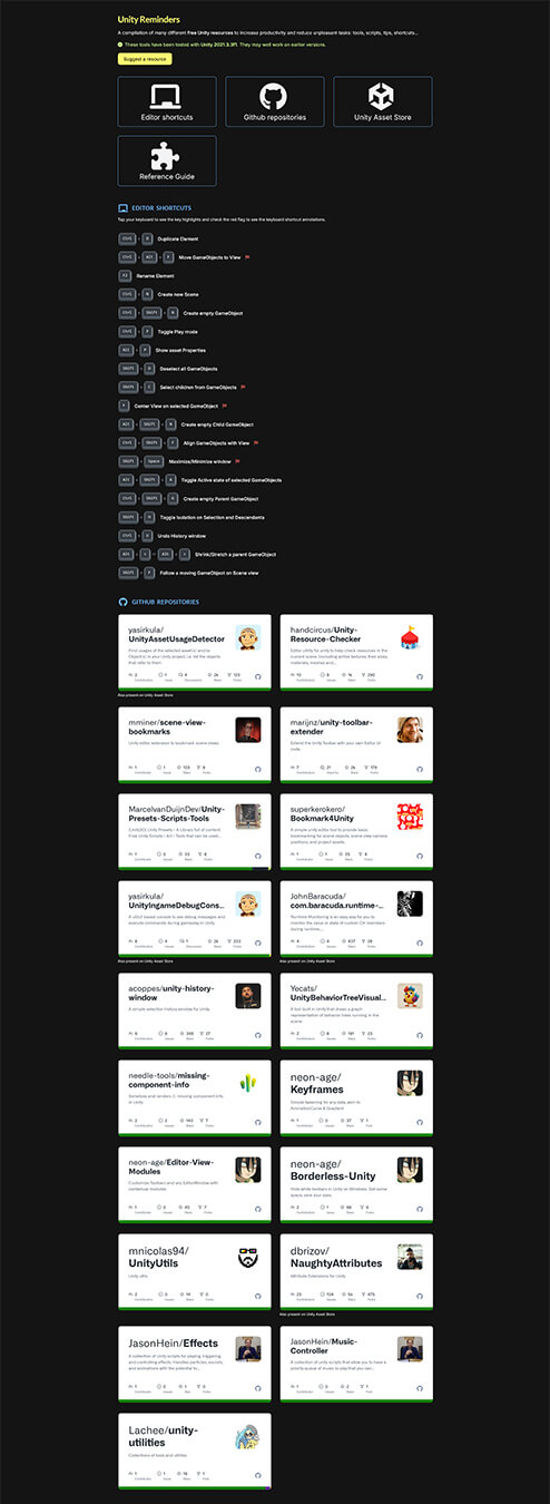 Accueil du site Unity Reminders 1/2 screenshot unity reminders