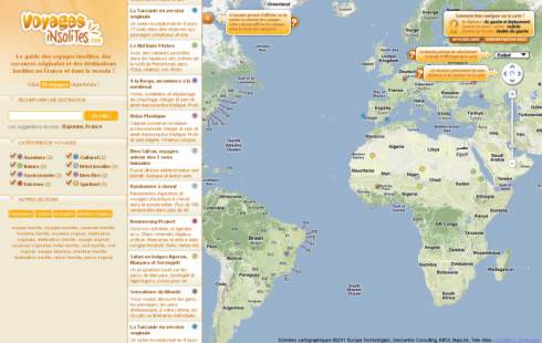 Accueil du guide des destinations insolites screenshot voyages-insolites