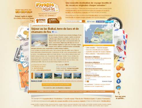 Accueil du guide des voyages insolites screenshot voyages-insolites