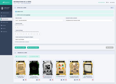 Espace d'administration - Séries d'énigmes screenshot zwolle